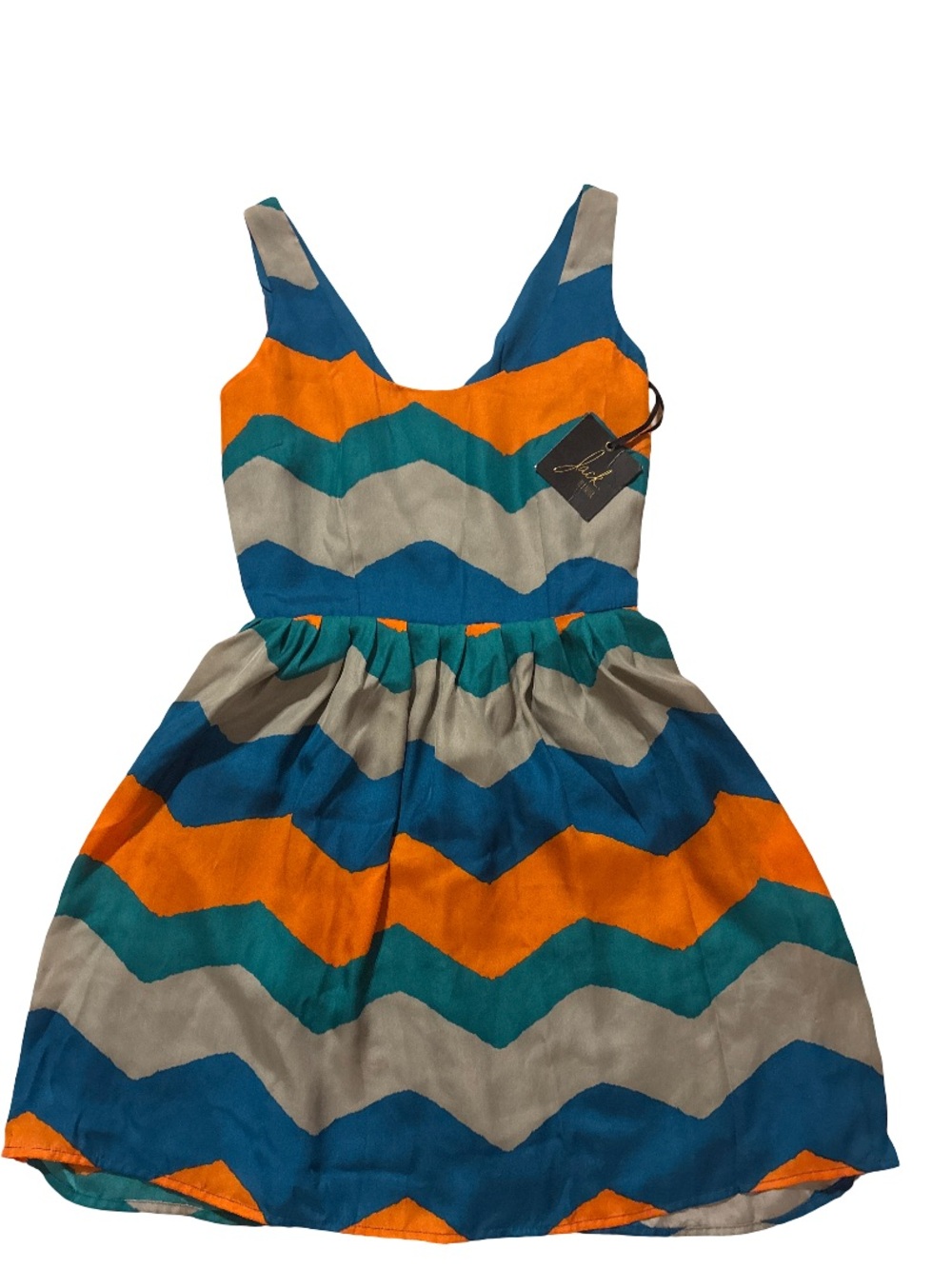 NWT Jack by BB Dakota Chevron Tank Dress - Teal, Orange, Gray